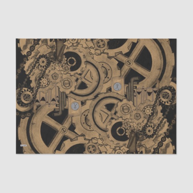 Steampunk Machinery (Brassy) Tissue Paper (Front)