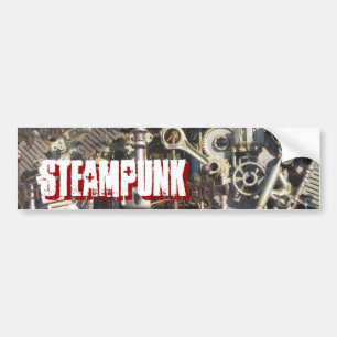 Steampunk machinery bumper sticker
