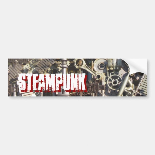 Steampunk machinery bumper sticker (Front)
