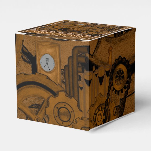 Steampunk Machinery (Copper) Favour Box (Front Side)
