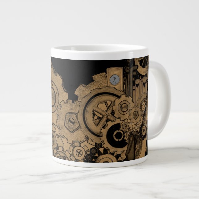 Steampunk Machinery (Copper) Large Coffee Mug (Front Right)