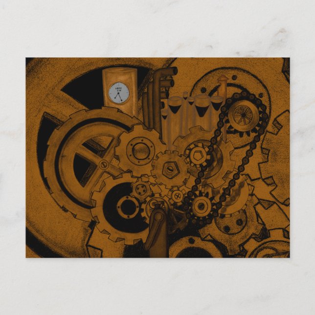 Steampunk Machinery (Copper) Postcard (Front)