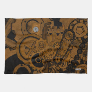 Steampunk Machinery (Copper) Tea Towel