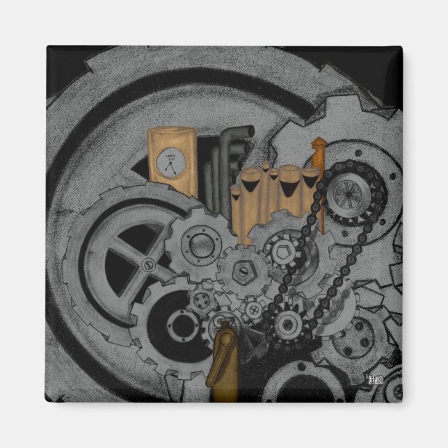 Steampunk Machinery Magnet (Front)