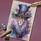 Steampunk Male Lion Purple Lilac Decoupage Paper