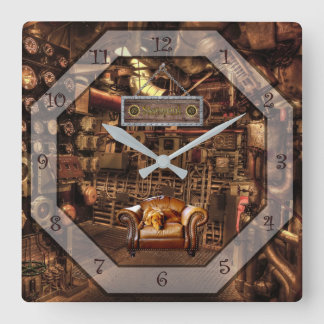 Steampunk ~ Man Cave ~ Gauges ~ Meters ~ Pipes ~ Square Wall Clock