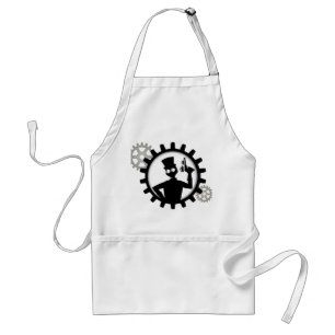 Steampunk Man Holding Gun In Gear Standard Apron