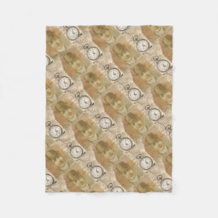 Steampunk Man Pocket Watch Bowler Hat Fleece Blanket