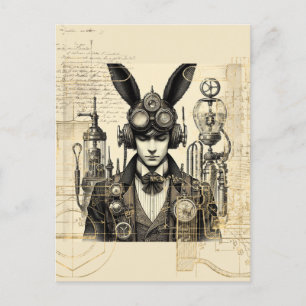 Steampunk Man with Bunny Ears Postcard
