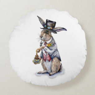 Steampunk March Hare Round Cushion