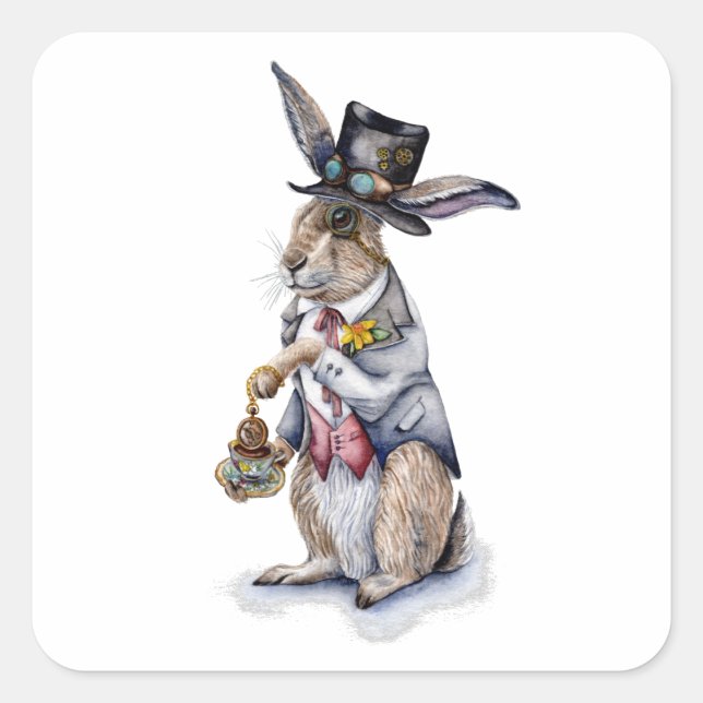 Steampunk March Hare Square Sticker (Front)