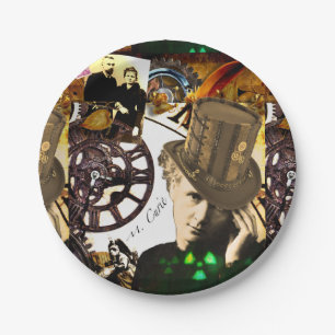 Steampunk Marie Curie Paper Plate