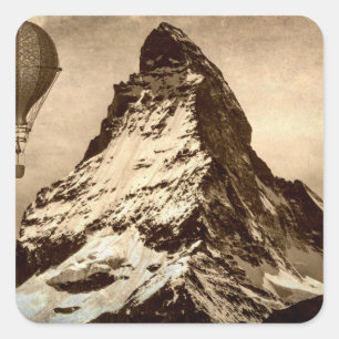 Steampunk Matterhorn Scene Square Sticker