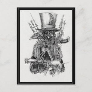 Steampunk Mecha Crow Postcard