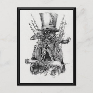 Steampunk Mecha Crow Postcard