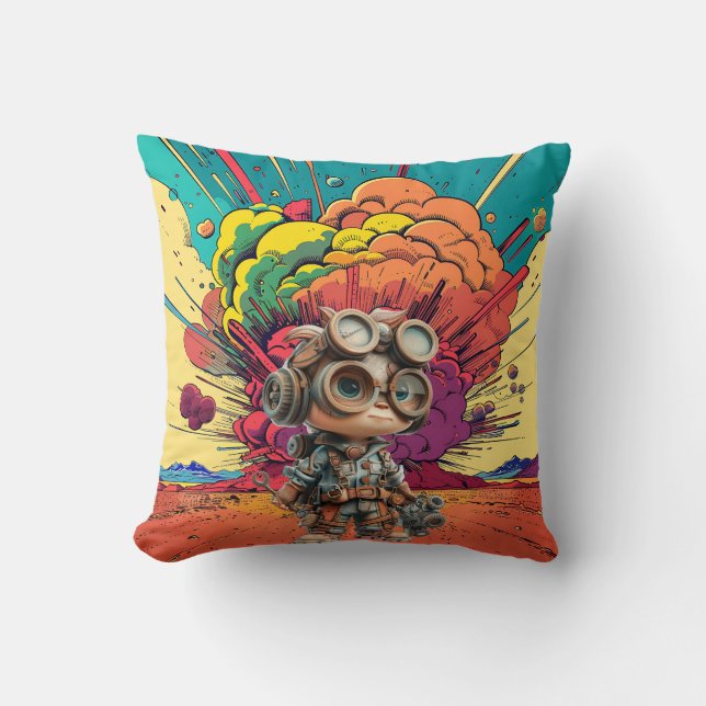 Steampunk Mechanic Cartoon Explosion Cushion (Front)
