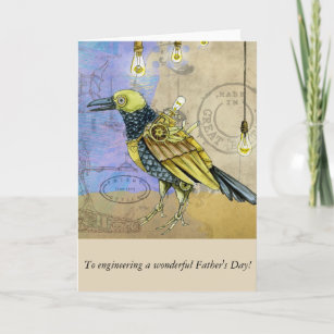 Steampunk Mechanical Bird Engineering Father's Day Card