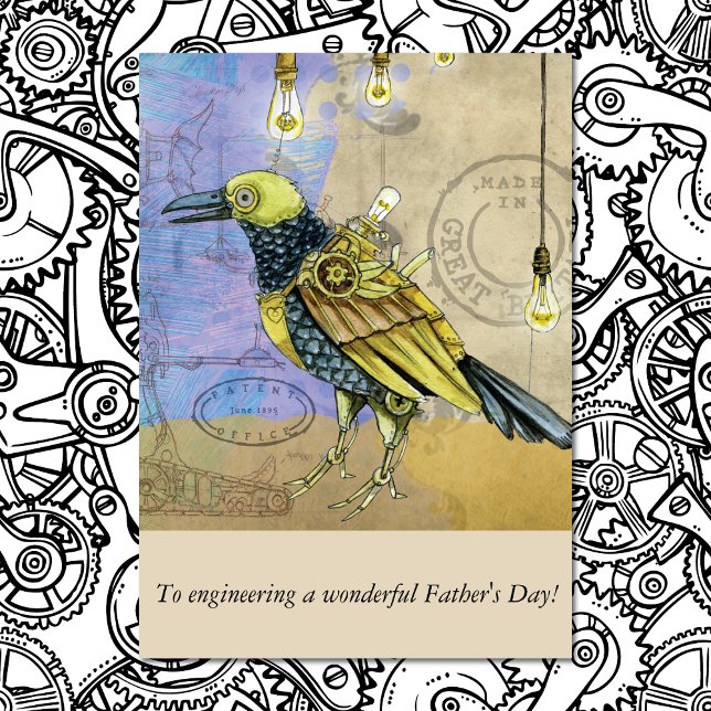 Steampunk Mechanical Bird Engineering Father's Day Card (Creator Uploaded)