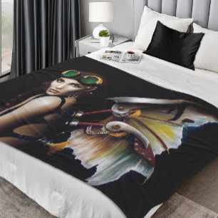 Steampunk Mechanical Fairy Wings Goggles Fleece Blanket
