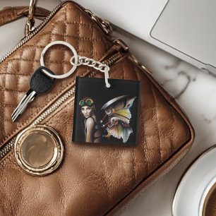 Steampunk Mechanical Fairy Wings Goggles Key Ring