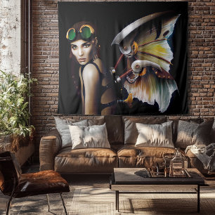 Steampunk Mechanical Fairy Wings Goggles  Tapestry