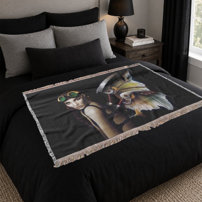 Steampunk Mechanical Fairy Wings Goggles  Throw Blanket (Creator Uploaded)