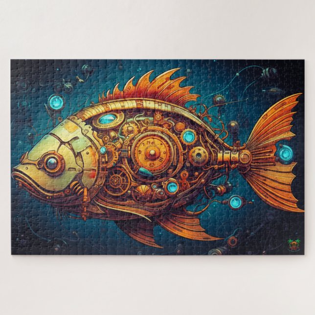 🐙Steampunk Mechanical Fish Puzzle 🐟 (Horizontal)