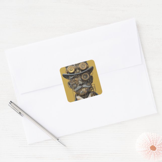 Steampunk Mechanical Gentleman Square Sticker (Envelope)
