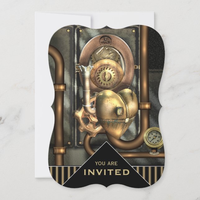 Steampunk Mechanical Heart Event Invitation (Front)
