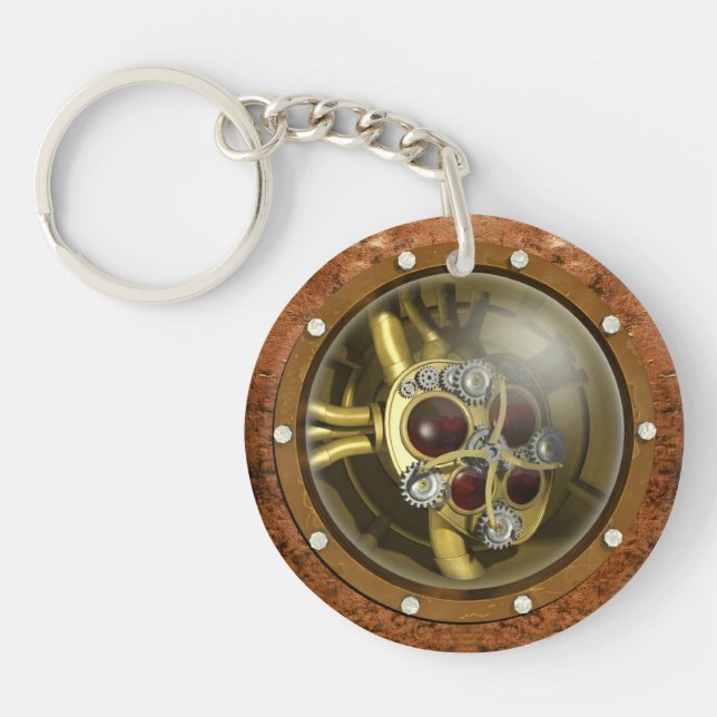 Steampunk Mechanical Heart Key Ring (Front)