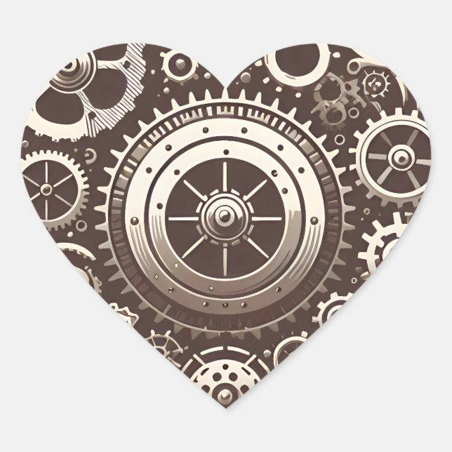 Steampunk Mechanical Heart Sticker (Front)