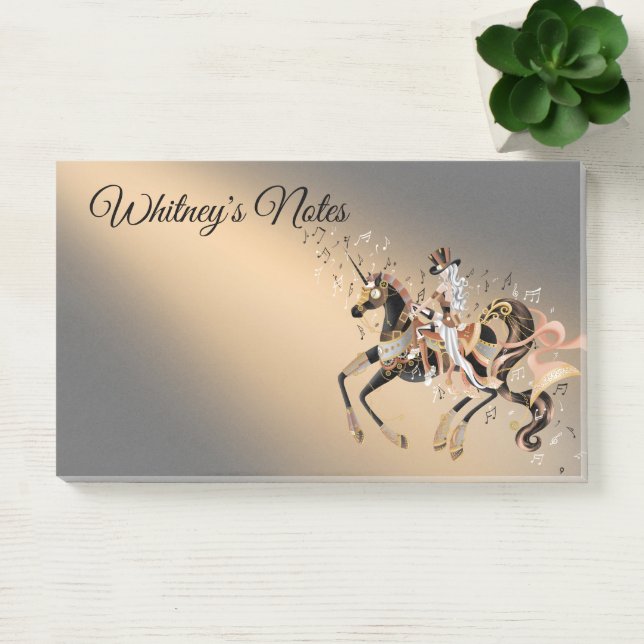 Steampunk Mechanical Horse & Lady coffee gold Post-it Notes (Office)