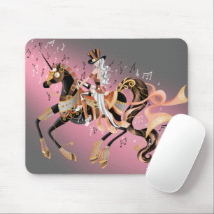 Steampunk Mechanical Horse & Lady Pink Mouse Mat