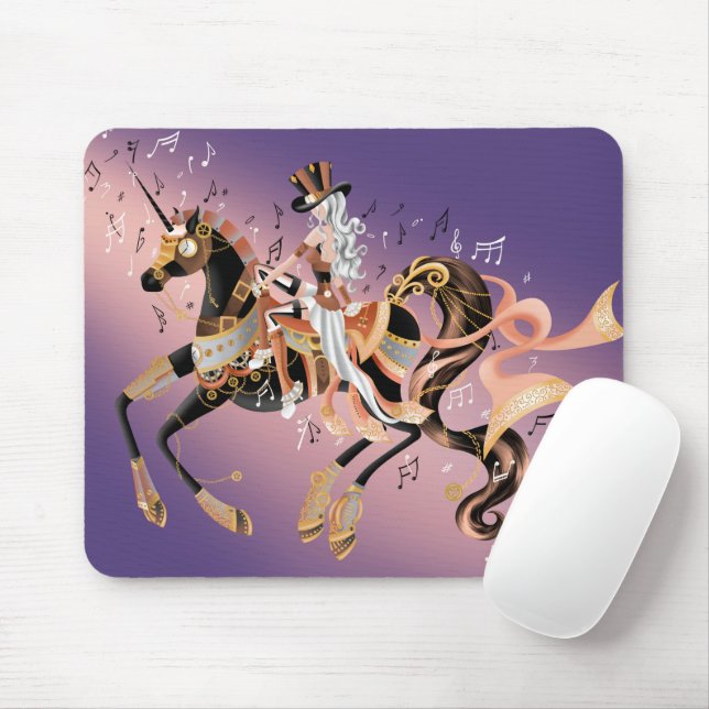 Steampunk Mechanical Horse & Lady purple  Mouse Mat (With Mouse)