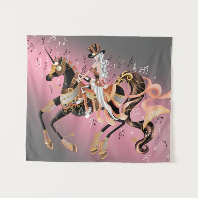 Steampunk Mechanical Horse & Lady  Tapestry (Front (Horizontal))