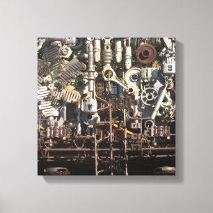 Steampunk mechanical machinery machines canvas print