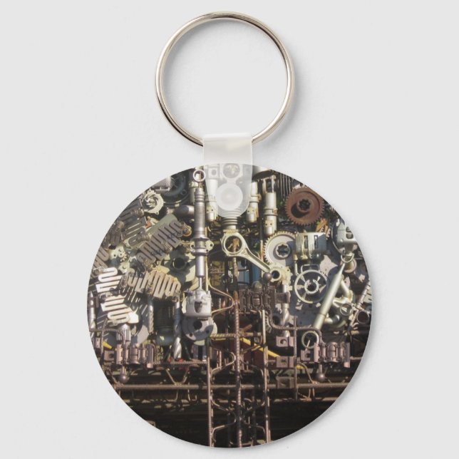 Steampunk mechanical machinery machines key ring (Front)