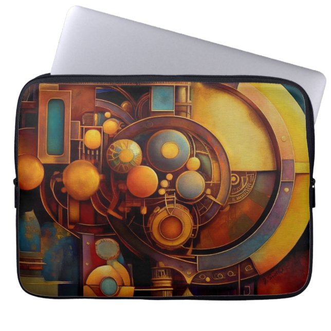 Steampunk Mechanical Orb Composition Laptop Sleeve (Front)