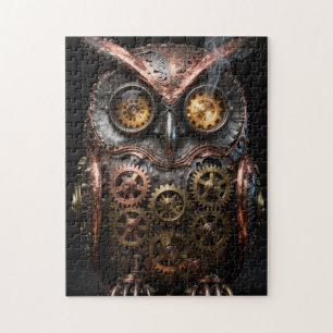 Steampunk Mechanical Owl Portrait Jigsaw Puzzle