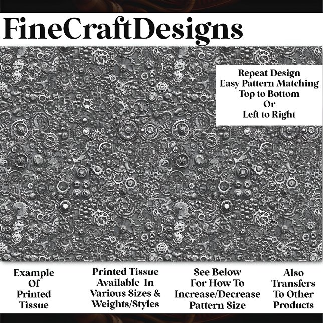 Steampunk Mechanical Pattern Grey BN3 Decoupage   Tissue Paper (Creator Uploaded)