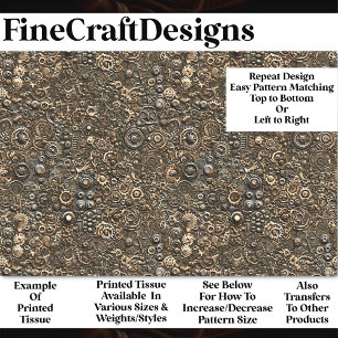 Steampunk Mechanical Pattern Rust BM9 Decoupage Tissue Paper