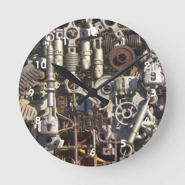 Steampunk mechanical round clock (Front)