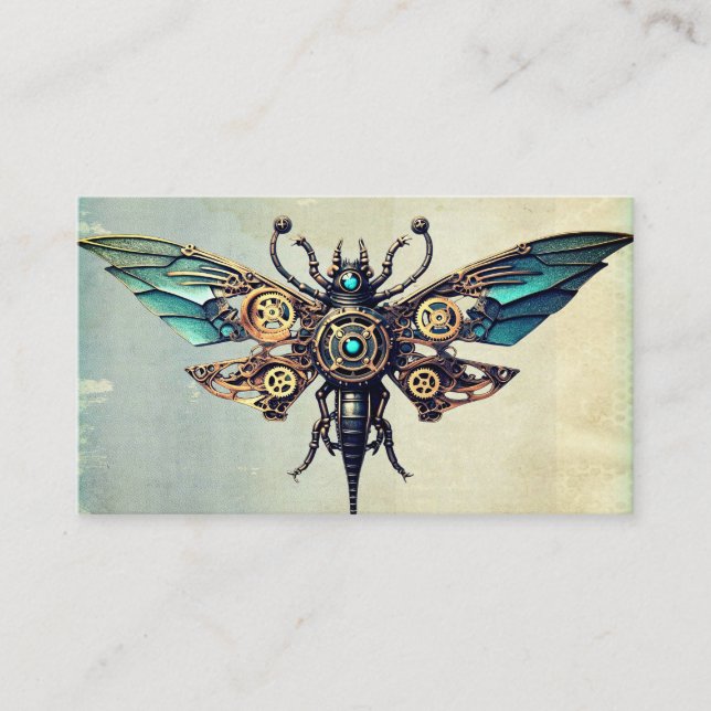 Steampunk Mechanical Vintage Industrial Cyberpunk Business Card (Front)