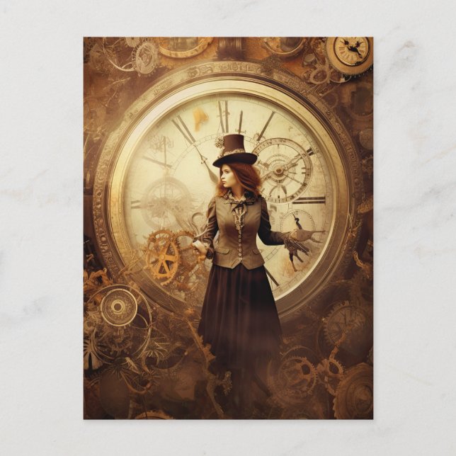 Steampunk Mechanical Vintage Industrial Cyberpunk Postcard (Front)