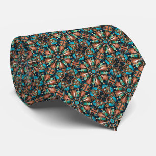 Steampunk Medallion Pattern - Copper, Teal & Gold Tie