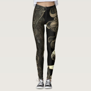 Steampunk Mermaid Black+White Customised Tight Leggings