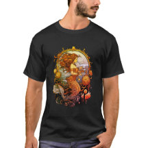 Steampunk Mermaid Image on a Black SS T-Shirt