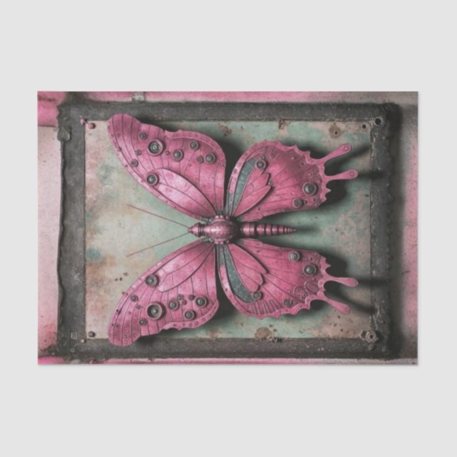 Steampunk Metal Butterfly Decoupage  Tissue Paper (Front)