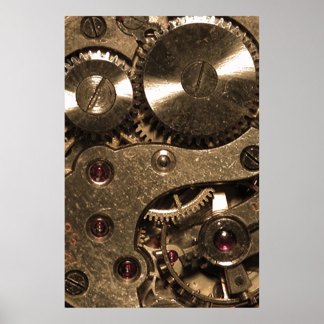 Steampunk Metal Clock Gears Poster (Front)