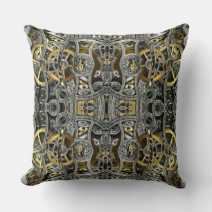 Steampunk Metal Gears Throw Pillow